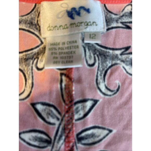 Donna Morgan 12 Coral-Brown Floral Print Scoop Neckline Sleeveless Maxi Dress - Picture 6 of 6